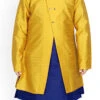 Mustard Dupion Silk Boys Kurta Pyjama Festive Wear