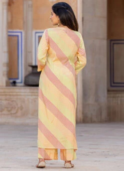Mustard Muslin Printed Kurta Straight Pant Set After Six Wear -C Bazaar Shop mustard muslin printed kurta straight pant set krspranju66 b