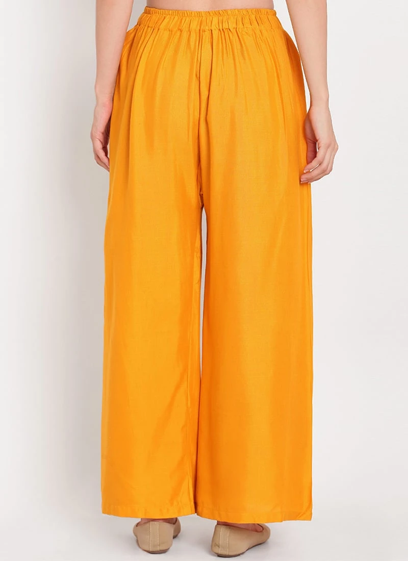 Mustard Rayon Palazzo Pant Work Wear 4 Mustard Rayon Palazzo Pant Work Wear - Image 4
