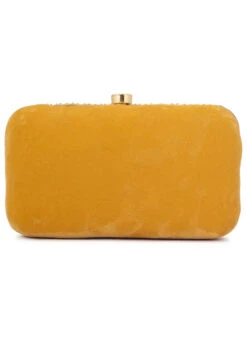 Mustard Velvet Clutch Party Wear -C Bazaar Shop mustard velvet clutch hbdacs514 b