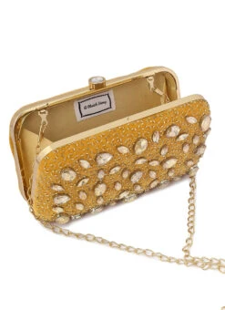 Mustard Velvet Clutch Party Wear