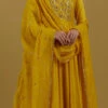 Mustard Yellow Pure Chanderi Silk Zari Work Anarkali Suit Party Wear