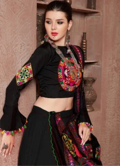 Navaratri Black Taffeta Silk Embroidery Chaniya Choli Party Wear 7 Navaratri Black Taffeta Silk Embroidery Chaniya Choli Party Wear -C Bazaar Shop navaratri black cotton embroidered chaniya choli ghsom8002d b