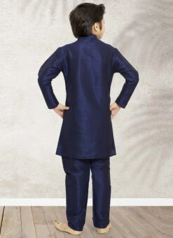 Navy Blue Art Banarasi Silk Soild Plain Kurta Pyjama Party Wear 5 Navy Blue Art Banarasi Silk Soild Plain Kurta Pyjama Party Wear -C Bazaar Shop navy blue art banarasi silk soild plain kurta pyjama kdbmsc223 b