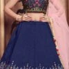 Navy Blue Art Silk A Line Lehenga Party Wear