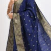 Navy Blue Banarasi Silk Weaving Work Dupatta Work Wear