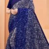 Navy Blue Color Sequins Work Georgette Saree Party Wear