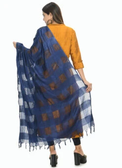 Navy Blue Cotton Dupatta Festive Wear -C Bazaar Shop navy blue cotton dupatta dpdmfmfd013 b