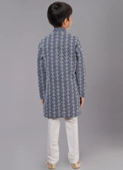 Navy Blue Cotton Silk Embroidery Kurta Pyjama Party Wear 5 Navy Blue Cotton Silk Embroidery Kurta Pyjama Party Wear -C Bazaar Shop navy blue cotton silk embroidery kurta pyjama kdbkvs821 b