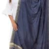 Navy Blue Cotton Slub Weaving Work Dupatta Work Wear