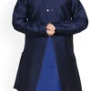 Navy Blue Dupion Silk Boys Kurta Pyjama Festive Wear