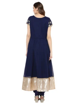Navy Blue Georgette Anarkali Suit After Six Wear -C Bazaar Shop navy blue georgette anarkali suit sldrrsm362 b