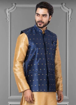 Navy Blue Mulberry Butti Nehru Jacket -C Bazaar Shop navy blue mulberry butti nehru jacket jmkkvs486 b