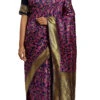 Navy Blue N Pink Banarasi Silk Zari Work Saree Festive Wear