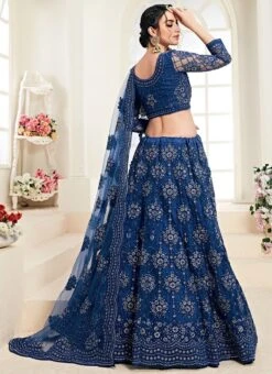 Navy Blue Net A Line Lehenga Wedding Wear -C Bazaar Shop navy blue net a line lehenga ghsccq1004b b