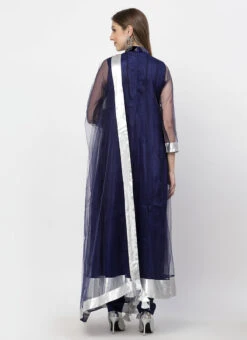 Navy Blue Net Patch Work Anarkali Suit Work Wear -C Bazaar Shop navy blue net patch work anarkali suit sldmf7480 b