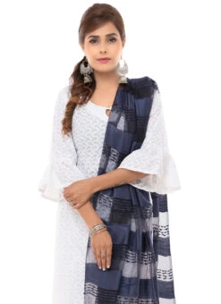 Navy Blue Organza Dupatta After Six Wear -C Bazaar Shop navy blue organza dupatta dpsdmfd198 b