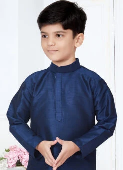 Navy Blue Silk Dupion Kurta Pyjama Party Wear -C Bazaar Shop navy blue silk dupion kurta pyjama kdbmsgr701 b