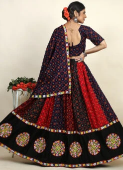 Navy Blue Blended Cotton Kutch Work Printed Umbrella Lehenga Festive Wear 7 Navy Blue Blended Cotton Kutch Work Printed Umbrella Lehenga Festive Wear -C Bazaar Shop nevy blue blended cotton kutch work printed umbrella lehenga ghsomlh2772 b