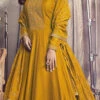 Nidhi Shah Yellow Art Silk Embroidered Anarkali Suit Party Wear
