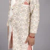 Off White Art Silk Embroidered Kids Boys Achkan Sherwani Party Wear