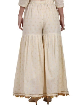 Off White Blended Cotton Sharara Pant Work Wear -C Bazaar Shop off white blended cotton sharara pant wbjsns11 b