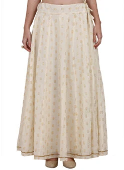 Off White Blended Cotton Skirt Work Wear -C Bazaar Shop off white blended cotton skirt wbjsns10 u
