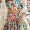 Off White Chanderi Silk Digital Print Umbrella Lehenga Party Wear