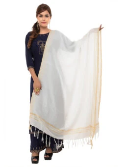 Off White Cotton Slub Weaving Work Dupatta Work Wear -C Bazaar Shop off white cotton slub weaving work dupatta dpdmimfd091 u