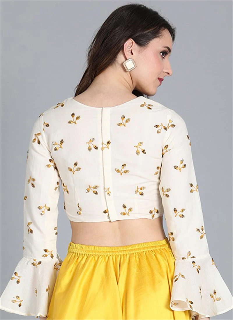 Off White Embroidered Cotton Blouse Festive Wear 4 Off White Embroidered Cotton Blouse Festive Wear - Image 4