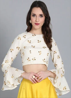 Off White Embroidered Cotton Blouse Festive Wear 6 Off White Embroidered Cotton Blouse Festive Wear -C Bazaar Shop off white embroidered cotton blouse BLBS02305281 u