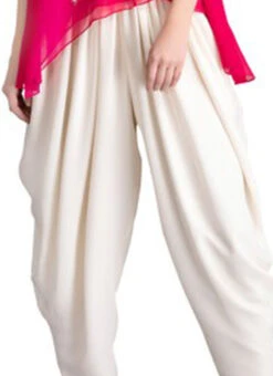 Off White Faux Crepe Patiala Pant Work Wear