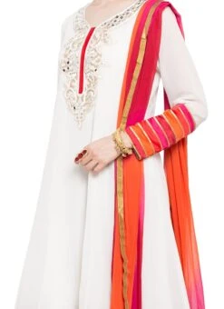 Off White Hand Embroidered Anarkali Suit After Six Wear