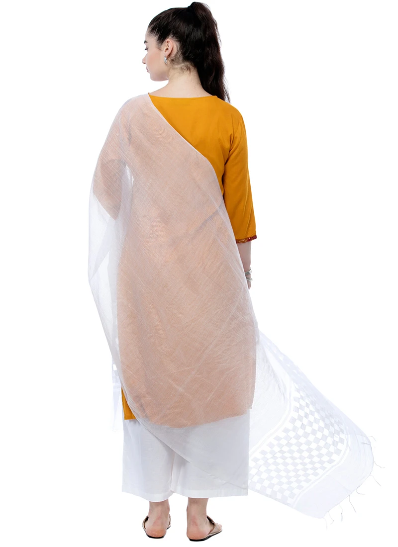 Off White Kota Cotton Dupatta Festive Wear 4 Off White Kota Cotton Dupatta Festive Wear - Image 4