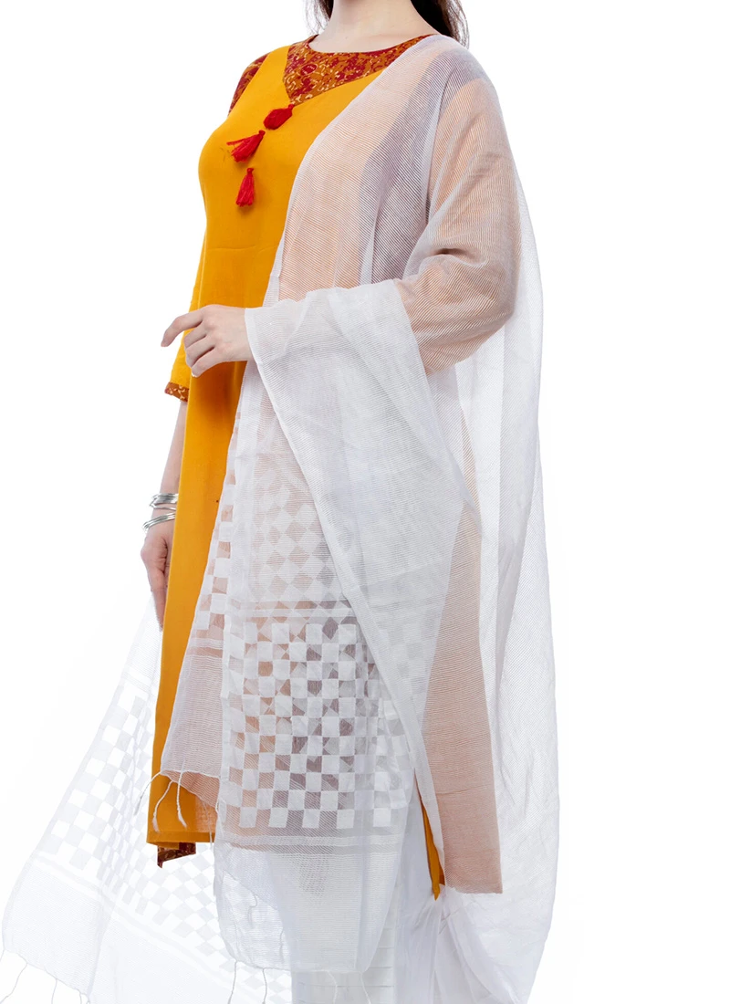 Off White Kota Cotton Dupatta Festive Wear 1 Off White Kota Cotton Dupatta Festive Wear