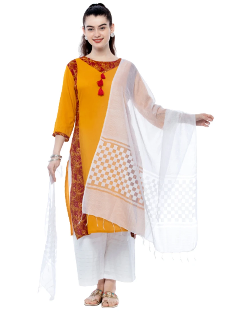 Off White Kota Cotton Dupatta Festive Wear 3 Off White Kota Cotton Dupatta Festive Wear - Image 3