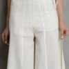 Off White Rayon Plazoo Pant Work Wear