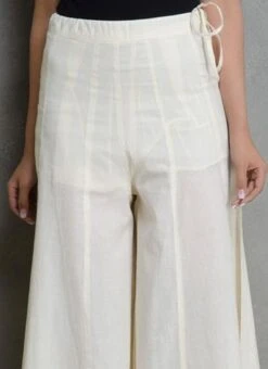 Off White Rayon Plazoo Pant Work Wear
