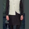 Off White Silk Jacquard Work Nehru Jacket