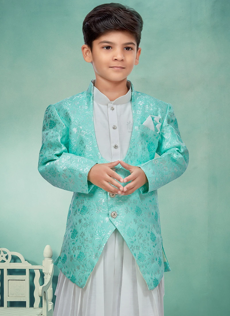 Off White Silk Kids Bandi Set Party Wear 3 Off White Silk Kids Bandi Set Party Wear - Image 3