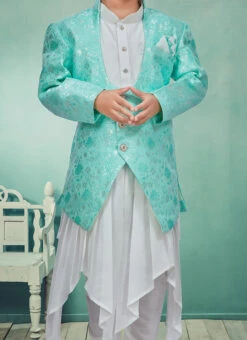 Off White Silk Kids Bandi Set Party Wear