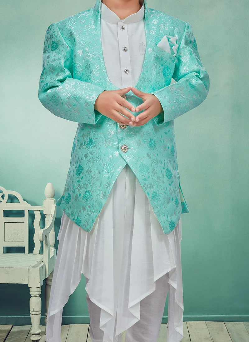 Off White Silk Kids Bandi Set Party Wear 1 Off White Silk Kids Bandi Set Party Wear