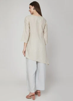 Offwhite Linen Kurta Palazzo Set Work Wear 7 Offwhite Linen Kurta Palazzo Set Work Wear -C Bazaar Shop offwhite linen kurta palazzo set krsdvcsvts12 b