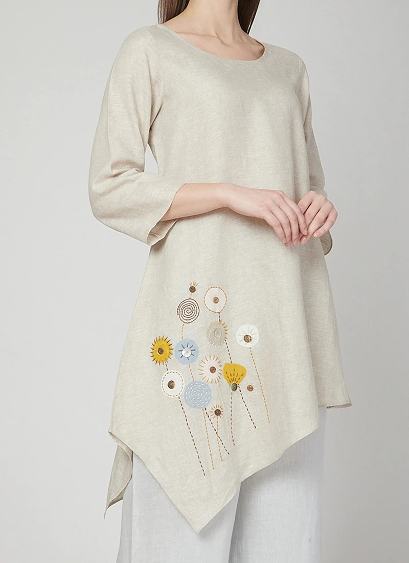 Offwhite Linen Kurta Palazzo Set Work Wear 1 Offwhite Linen Kurta Palazzo Set Work Wear