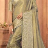 Olive Green Art Silk Banarasi Saree Festive Wear