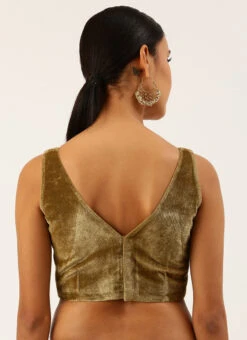 Olive Green Velvet Readymade Blouse Party Wear -C Bazaar Shop olive green velvet readymade blouse blspfb197o b
