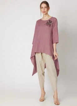 Onion Pink Linen Kurta Set Work Wear -C Bazaar Shop onion pink linen kurta set krsdvcsvts28 u