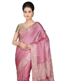 Onion Pink Pure Taser Silk Saree Festive Wear -C Bazaar Shop onion pink pure silk woven saree savns12349401 b