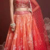 Orange And Red Art Silk Printed Designer Lehenga Choli Festive Wear
