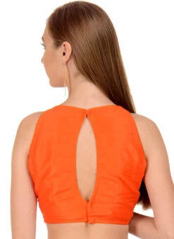 Orange Art Dupion Silk Sequins Blouse Festive Wear -C Bazaar Shop orange art dupion silk sequins blouse bldiw12 b